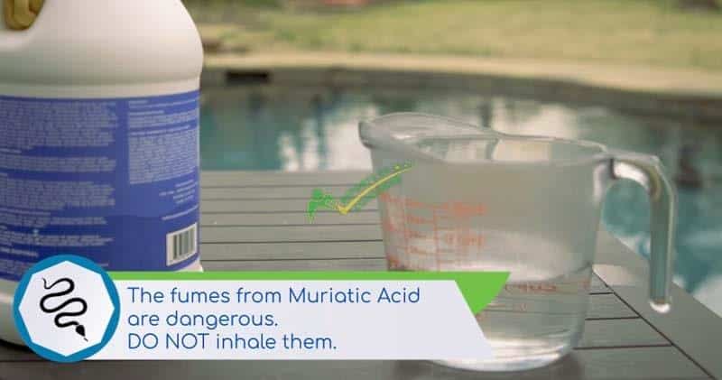 Adding Muriatic Acid To The Pool To Lower Down The Ph And Alkalinity