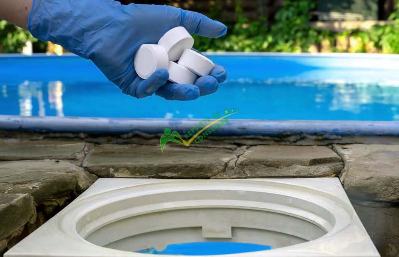 Adding Chlorine Directly To The Pool Through Pool Skimmer