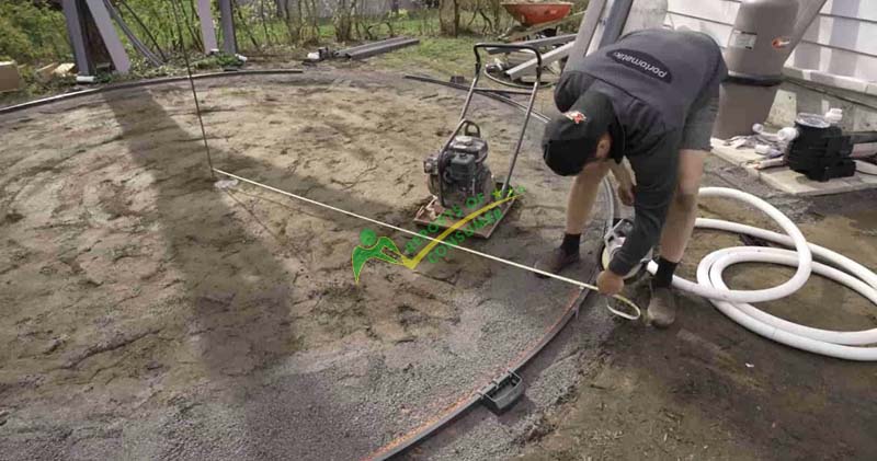 Making Sure That The Rails Are Perfectly Aligned To Install The Pool