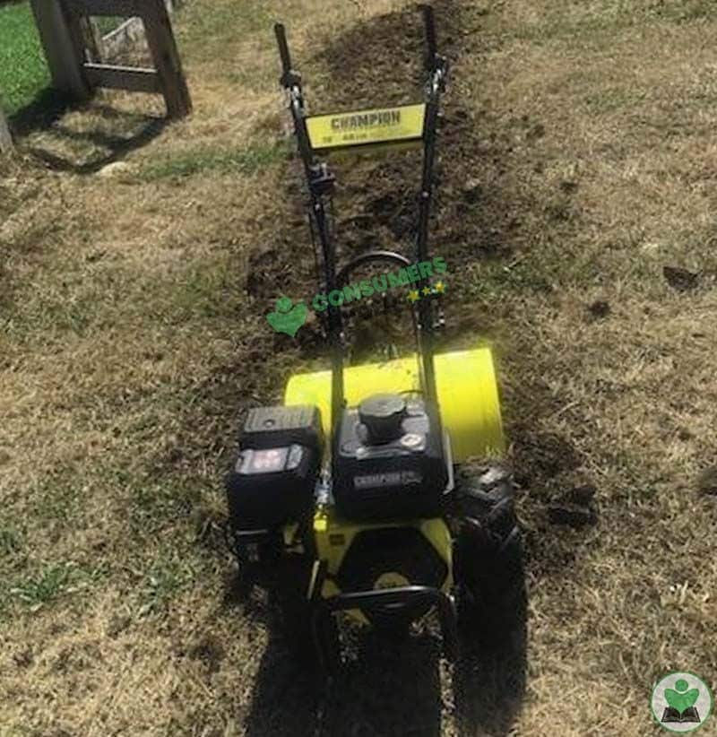 Champion Power Equipment Dual Rotating Front Tine Tiller Front View