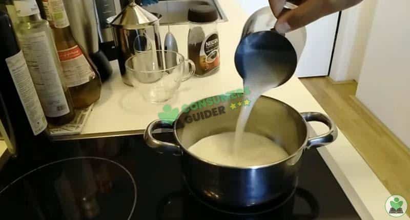 Adding Milk To Make A Latte With Instant Coffee