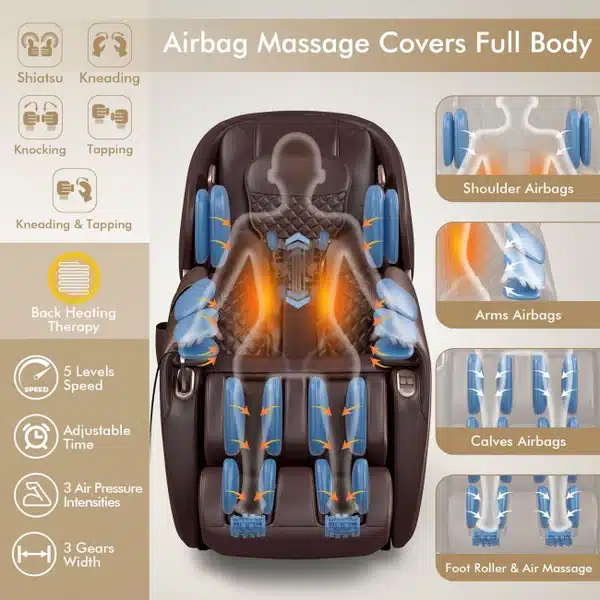 Relaxe Zero-Gravity Shiatsu Massage Chair Full Body Features